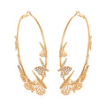 Jessica Simpson Gold Tone Fashion Metal Butterfly Hoop Earring