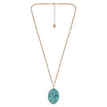 The Pioneer Woman Turquoise Stone and Gold Long Pendant Necklace
