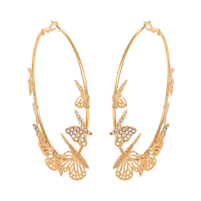 Jessica Simpson Gold Tone Fashion Metal Butterfly Hoop Earring