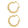 JewelStop 10k Real Yellow Gold Bamboo Hoop Earrings