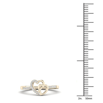 1/20Ct TDW Diamond 10k Yellow Gold Heart Duos Fashion Ring