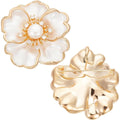 1Pc Flower Brass Cubic Zirconia Brooches with Plastic Pearl Bead Golden 42x43x13mm