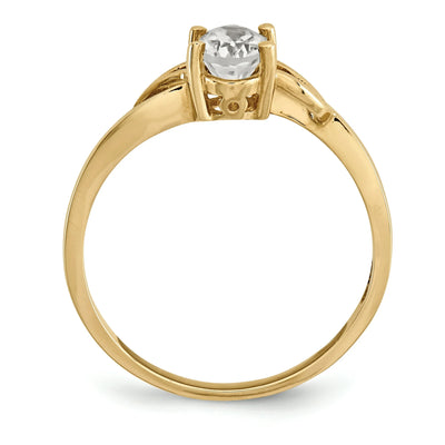 Primal Gold 10 Karat Yellow Gold Genuine White Topaz Birthstone Ring