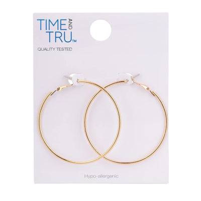 Time and Tru Adult Women's Gold Tone Metal Hoop Earring