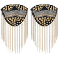 2Pcs Rhinestone Shoulder Badges 20x11.3x0.75cm Detachable Iron Tassel Epaulets Golden Shoulder Brooch for Men and Women Cloth Uniform Accessories