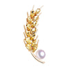 Eosunjian Women Fashion Brooch Pin Faux Pearl Shiny Rhinestone Inlay Golden Wheat Brooch Elegant Alloy Badge Handbag Sweater Suit Shawl Decoration Clothing Accessories Party Wedding Jewelry Gift