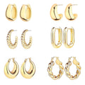 6 Pairs Gold Earrings Fashion Stud Hoop Earrings Jewelry Favors for Women