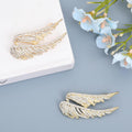 2PCS Crystal Rhinestone Wing Lapel Pin Alloy Exquisite Brooch for Women Golden 22x50x8.3mm Pin: 0.7mm