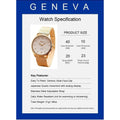 GENEVA Classic Luxury Collection Golden Gold Colour 40mm White Dial Unisex Adjustable Stainless Steel Mesh Quartz Wrist Watch