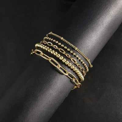 M·SOutGone Dainty Adjustable Paperclip & Tennis Bracelet Set with Zirconia In Gold Plated