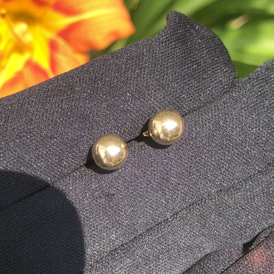 Real Genuine 1/20 14K Yellow Gold Round Ball Stud 6 mm Earrings 2 for Men and Women Golds