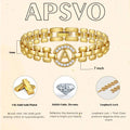 APSVO 14K Gold Plated Initial Bracelets for Women Mom Wife Mommy Daughter Cubic Zirconia Watch Bangle Wrist Charm Bracelet Alphabet Letter A Chain Bracelet Birthday Mother's Day Jewelry Gifts for Her