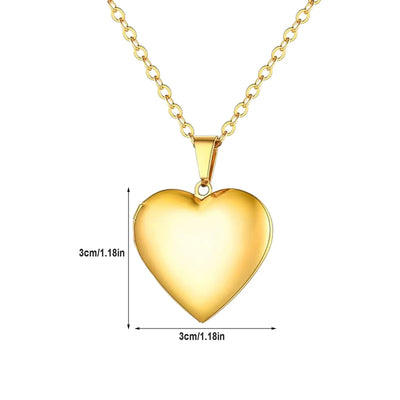 BGZLEU Love Heart Locket Pendant that Holds Pictures Polished Lockets Pendant Birthday Gifts , Love Open Heart Photo Locket Necklace with Picture inside-Stainless Steel for Women(Golden)