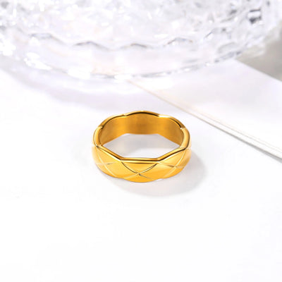 FOCALOOK Crush Band Rings for Women Wedding Promise Chunky Wide Stacking Gold Rings Size 7