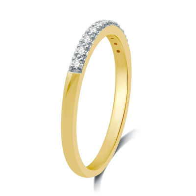 Forever Bride Women's 10K Yellow Gold Pave Stackable Wedding Band, 1/10 CTTW Diamond (I2, H-I)