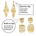 Jstyle 4 Pairs Clip On Drop Earrings Set Square Rectangle Golden Metal Geometric Clipon Earrings Non Piercing