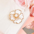 1Pc Flower Brass Cubic Zirconia Brooches with Plastic Pearl Bead Golden 42x43x13mm