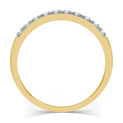 Forever Bride Women's 10K Yellow Gold Pave Stackable Wedding Band, 1/10 CTTW Diamond (I2, H-I)