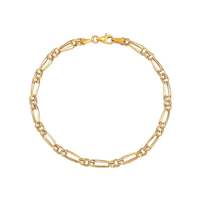 Brilliance Fine Jewelry 10K Yellow Gold Alternating Oval and Round Links Bracelet, 7.5"