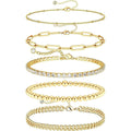 Dainty Gold Bracelets for Women Girls - 14K Real Gold Jewelry Set, Beaded Tennis Style - Perfect Gifts for Women - Shop Now!