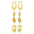 JeenMata Hoop Chunky Drop Golden, Earrings, Stainless Steel, 3 Count