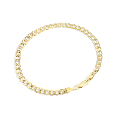 14K Yellow Gold Filled Miami Cuban Curb Link Chain Bracelets for Women and Men with Different Sizes (4.5mm)