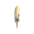 Knighthood Golden Feather with Blue Stone Detailing Lapel Pin/Brooch Golden