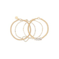 Madden NYC Women's Fashion Gold Tone Pavé Heart Mixed Bracelet Set, 4-Piece