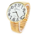 Super Size Gold Large Face Easy to Read Stretch Band Watch