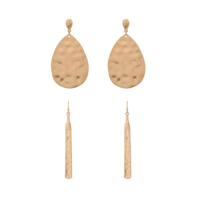 The Pioneer Woman Hammered Gold Duo Drop Earrings