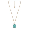 The Pioneer Woman Turquoise Stone and Gold Long Pendant Necklace