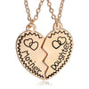 Yesbay 2Pcs Mother Daughter Heart Shape Pendant Necklace Set Jewelry Chain-Golden