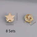 8Pcs Star Brass Lapel Pins Brooches for Backpack Clothes Decorations Party Anniversary Accessories Gifts Golden 14x15x2mm