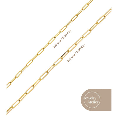 Jewelry Atelier Gold Chain Necklace Collection - 14K Solid Yellow Gold Filled Paper Clip Link Chain Necklaces for Women and Men with Different Sizes (2.0mm, 2.5mm)