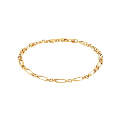 Brilliance Fine Jewelry 10K Yellow Gold Alternating Oval and Round Links Bracelet, 7.5"