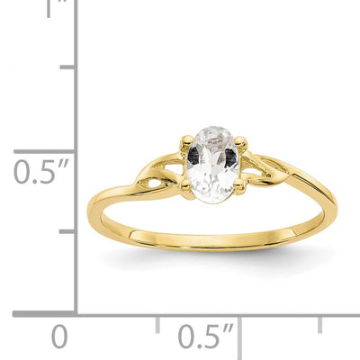 Primal Gold 10 Karat Yellow Gold Genuine White Topaz Birthstone Ring