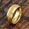 Tungsten Rings for Men Women Gold Wedding Band Sandblasted Finish Dome Edge Sizes 6-16 (Tungsten, 13)