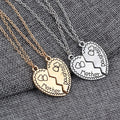 Yesbay 2Pcs Mother Daughter Heart Shape Pendant Necklace Set Jewelry Chain-Golden