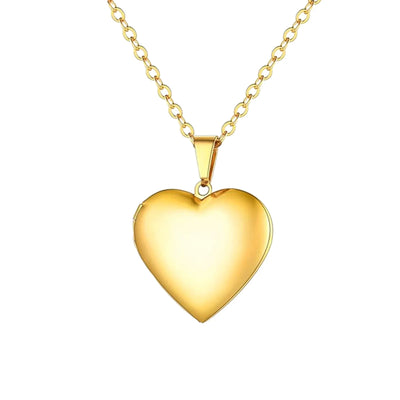 BGZLEU Love Heart Locket Pendant that Holds Pictures Polished Lockets Pendant Birthday Gifts , Love Open Heart Photo Locket Necklace with Picture inside-Stainless Steel for Women(Golden)