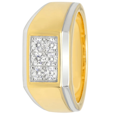 Mens 14K Gold Plated Sterling Silver Cubic Zirconia - Mens Ring