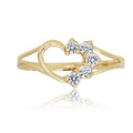 AVORA 10K Yellow Gold Simulated Diamond CZ Open Heart Ring, Size 3 - Size 3