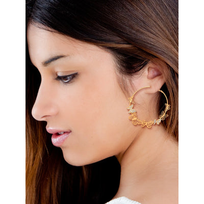 Jessica Simpson Gold Tone Fashion Metal Butterfly Hoop Earring